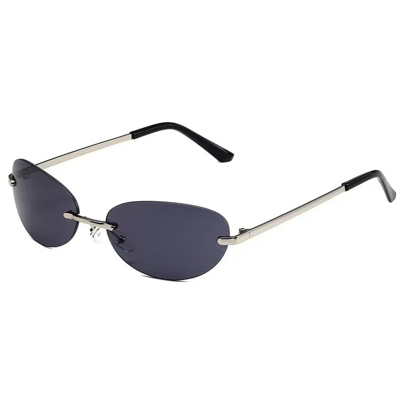 Rimless Oval Sunglasses Women  - đánh giá và giá Metal Photo Panel